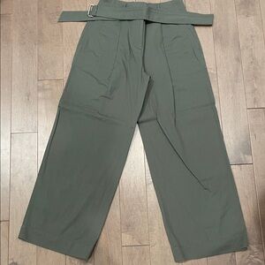 Club Monaco Olive Green Belted Wide-Leg Chinos